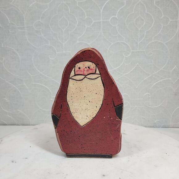 VTG Wooden Carved Santa Figure 6.5" Handpainted Christmas Folk Art Signed '91 - Picture 1 of 12